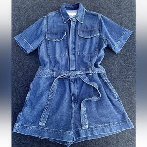 Rag & Bone Featherweight Surplus Blue Indigo Medium Wash Denim Romper